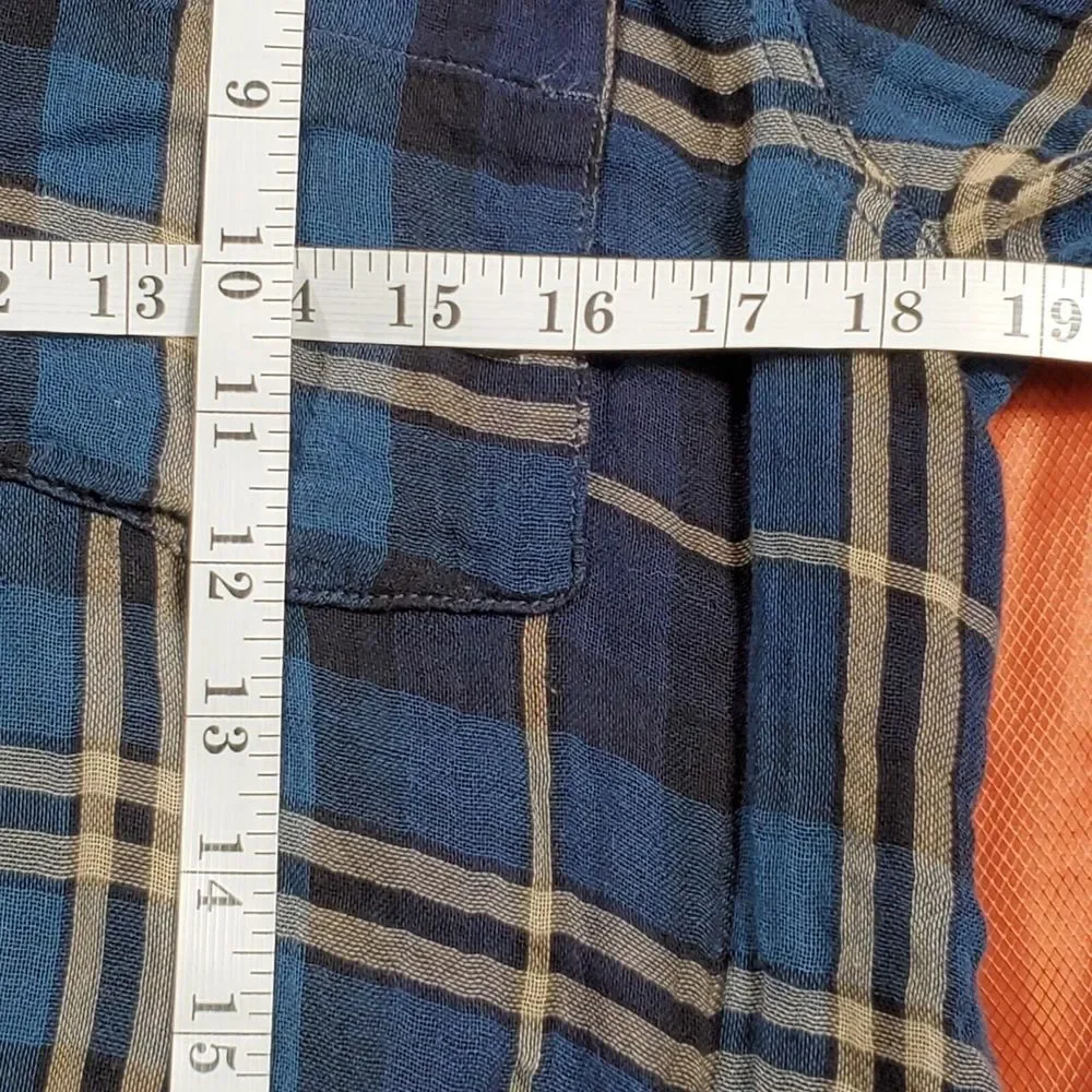 Free People Women's Blue Plaid Long‎ Sleeve Button Down Top Size Small FP
